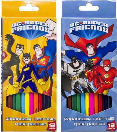 

Набор карандашей цветных трехгранных,ACTION! DC Comics, 12 цв, европодвес