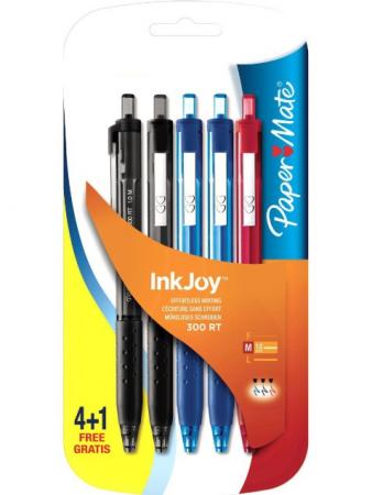

Набор шариковых ручек INKJOY 300, с кноп. механизмом, 1.0 мм, 2чер/2син/1крас. 5 шт. в блистере