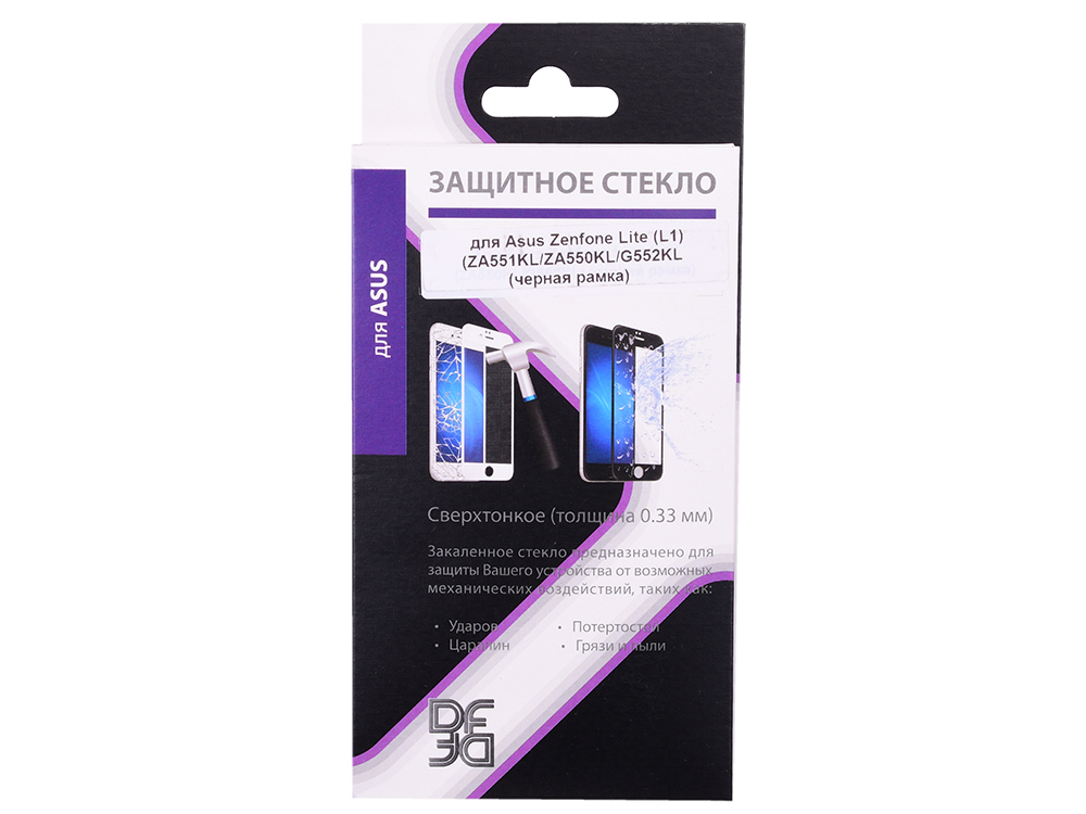 

Закаленное стекло с цветной рамкой (fullscreen) для Asus Zenfone Lite (L1) (ZA551KL/ZA550KL/G552KL) DF aColor-21 (black)
