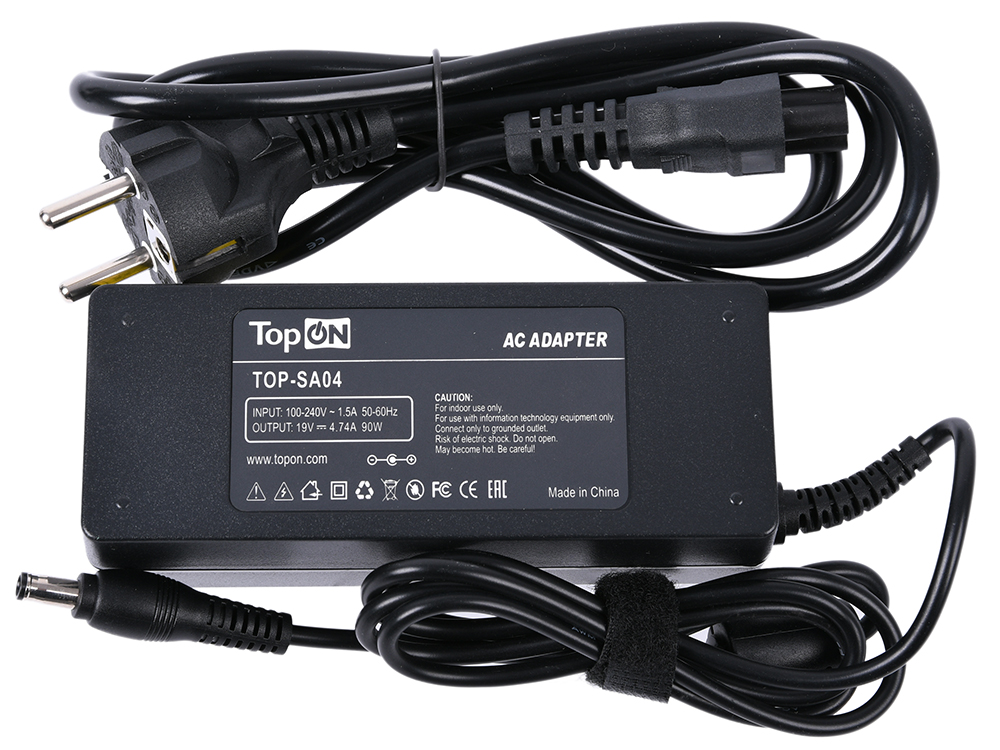 

Зарядное устройство для ноутбука TopON TOP-SA04 Samsung X65, SF511, R720, RF712, RC730, Q530, P60 Series. 19V 4.74A