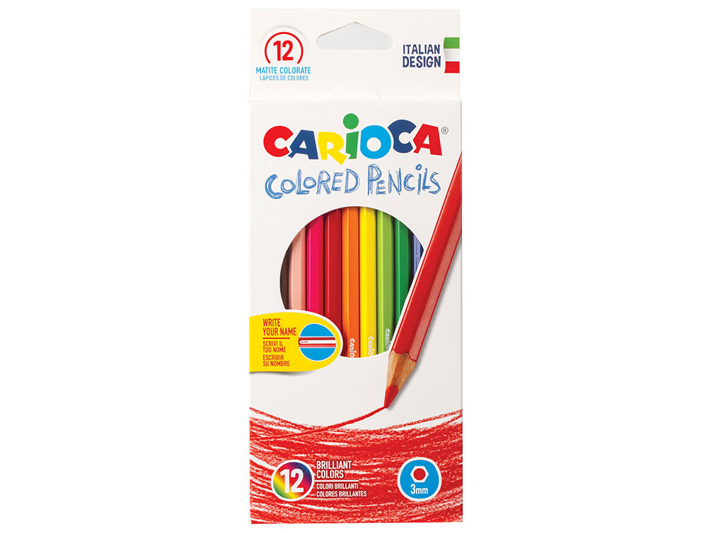 

Карандаши цветные CARIOCA (Италия), 12 цветов, грифель 3 мм, шестигранные, заточенные, европодвес