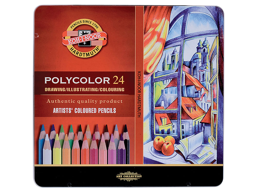 

Карандаши цветные художественные KOH-I-NOOR "Polycolor", 24 цвета, 3,8 мм, металлическая коробка