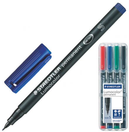 

Набор маркеров перманентных Staedtler "Lumocolor" 0.4 мм 4 шт ассорти