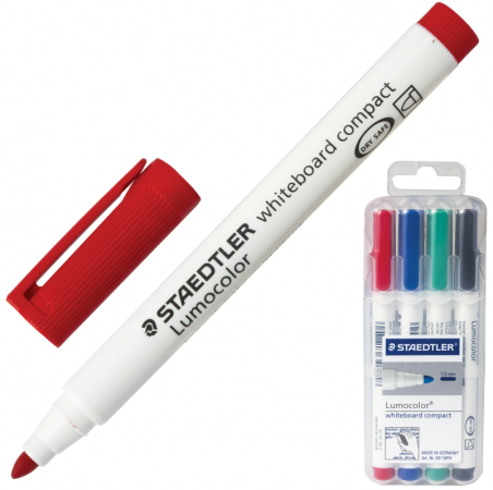 

Набор маркеров для доски Staedtler "Lumocolor" 1-2 мм 4 шт синий зеленый черный красный