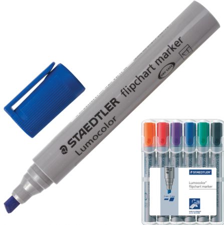

Маркер для флипчарта Staedtler "Lumocolor" 2-5 мм 6 шт синий зеленый черный фиолетовый красный оранж