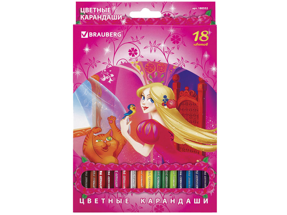 

Набор цветных карандашей BRAUBERG "Rose Angel" 18 шт 176 мм