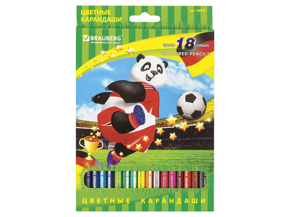 

Набор цветных карандашей BRAUBERG "Football match" 18 шт 176 мм