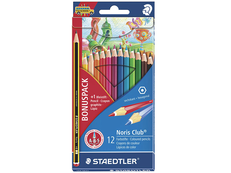 

Набор цветных карандашей Staedtler "Noris club" 13 шт 175 мм 12 цветов + 1 чернографитный, заточенные