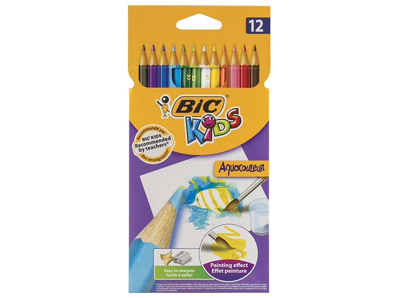 

Карандаши цветные акварельные BIC "Aquacouleur", 12 цветов, заточенные, европодвес