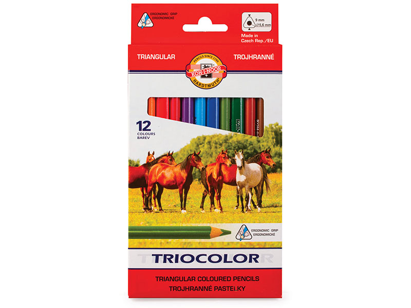

Карандаши цветные утолщенные KOH-I-NOOR "Triocolor", 12 цветов, трехгранные, 5,6 мм, заточенные