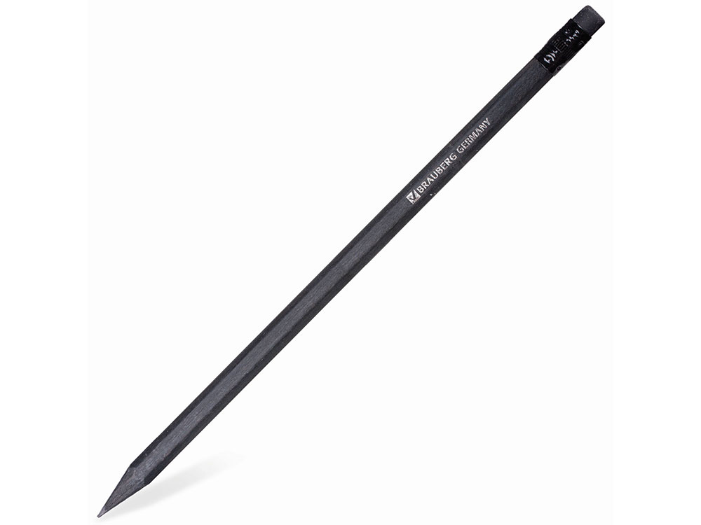 

Карандаш чернографитный BRAUBERG "Black Jack", 1 шт., НВ, черное дерево, черный, с резинкой, заточенный