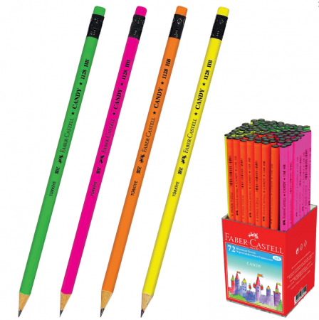 

Карандаш чернографитный FABER-CASTELL, 1 шт., "Candy", HB, цвет корпуса ассорти, с ластиком, 112800