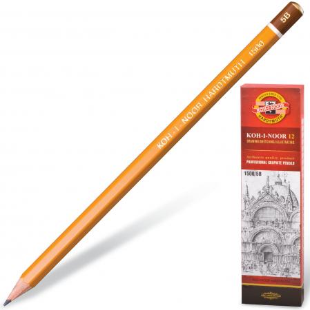 

Карандаш чернографитный KOH-I-NOOR 1500, 1 шт., 5H, без резинки, корпус желтый, заточенный