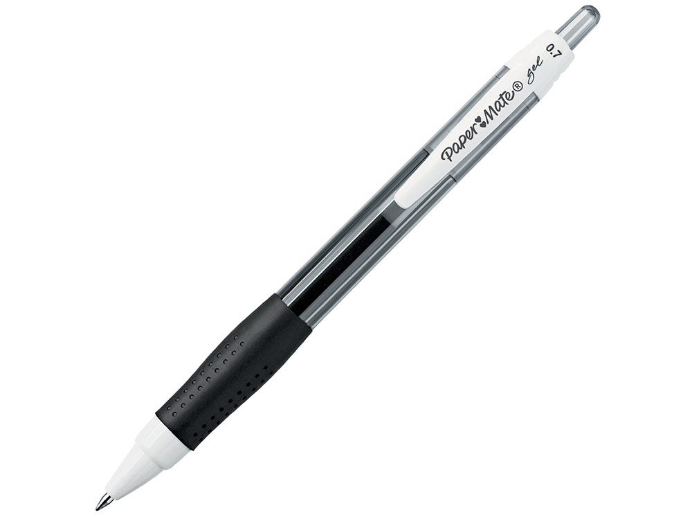 

Ручка гелевая автоматическая Paper Mate PM Gel черная, корпус тонированный черный, узел 1 мм, линия письма 0,7 мм