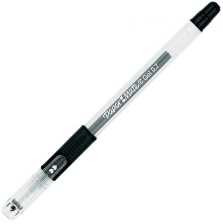 Ручка гелевая PAPER MATE "PM 300", корпус прозрачный, узел 1 мм, линия 0,7 мм, черная
