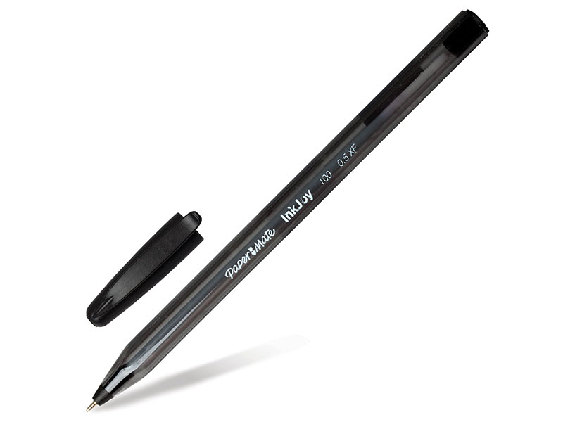 Ручка шариковая PAPER MATE "Inkjoy 100", корпус тонированный черный, узел 0,7 мм, линия 0,5 мм, черная