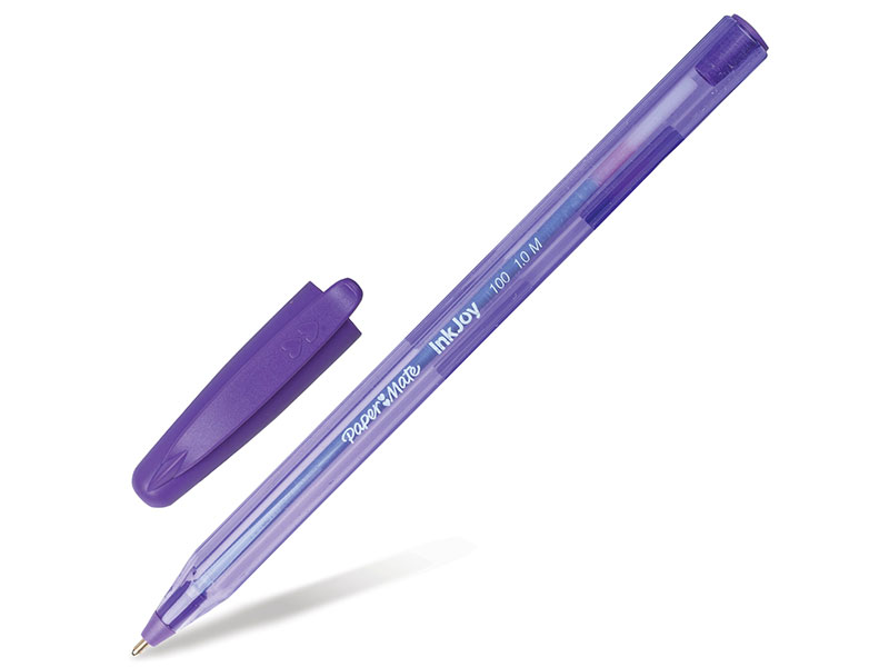 Ручка шариковая PAPER MATE "Inkjoy 100", корпус тонированный фиолетовый, узел 1,2 мм, линия 1 мм, фиолетовая