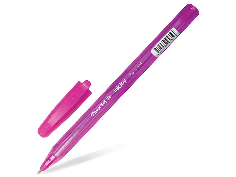 Ручка шариковая PAPER MATE "Inkjoy 100", корпус тонированный розовый, узел 1,2 мм, линия 1 мм, розовая