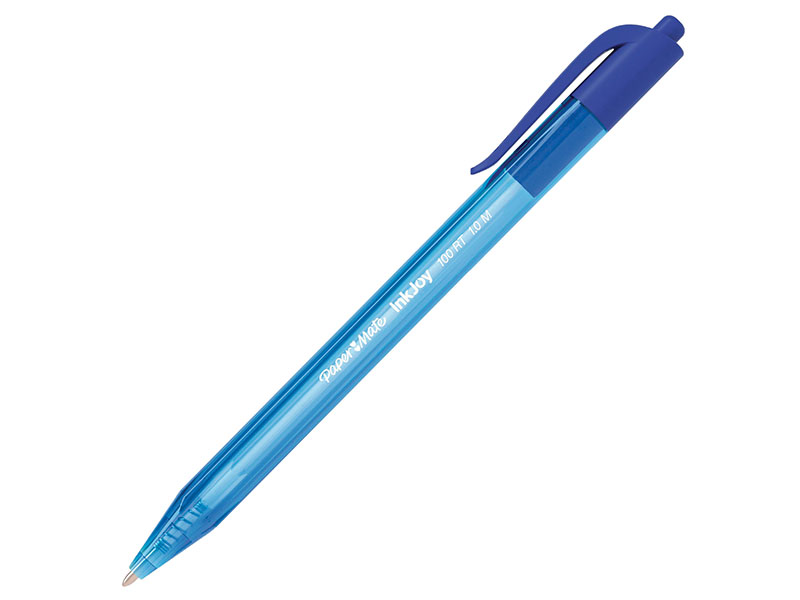 Ручка шариковая автоматическая PAPER MATE "Inkjoy 100 RT", корпус синий, узел 1 мм, линия 0,7 мм, синяя