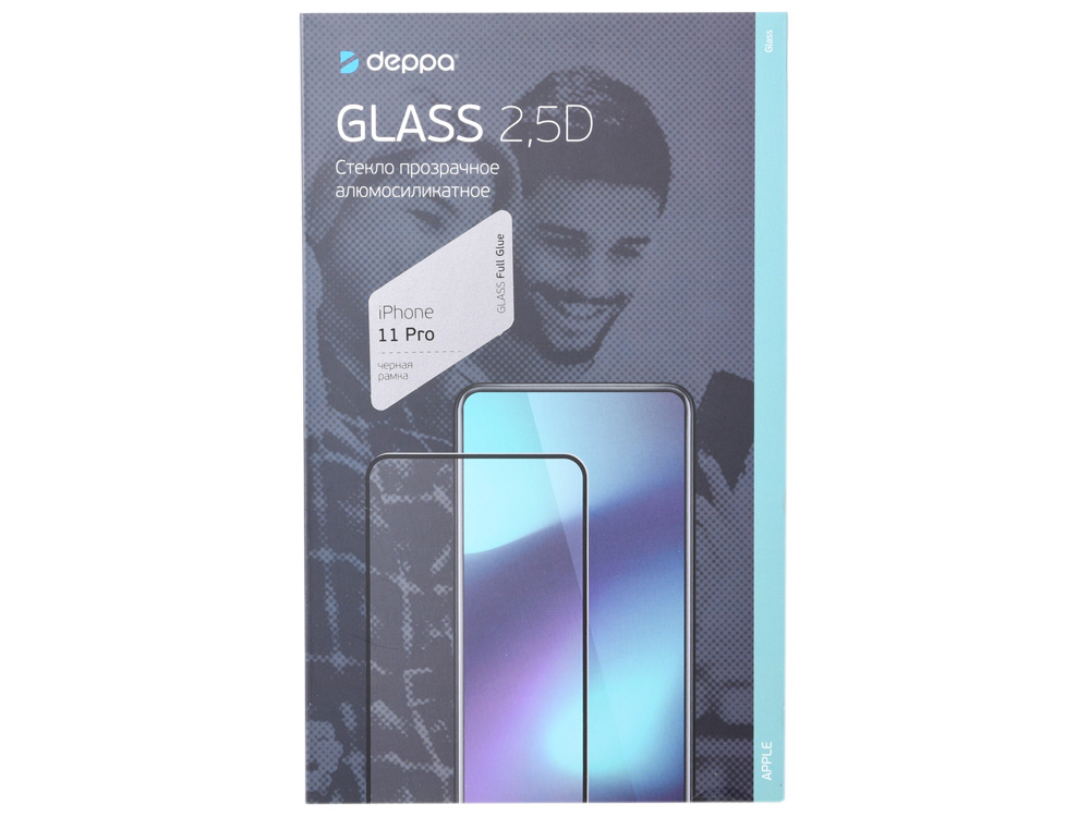 

Защитное стекло 2.5D Deppa Full Glue для iPhone 11 Pro (2019), 0.3 мм, черная рамка