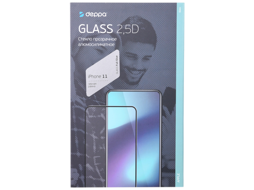 

Защитное стекло 2.5D Deppa Full Glue для iPhone 11 (2019), 0.3 мм, черная рамка