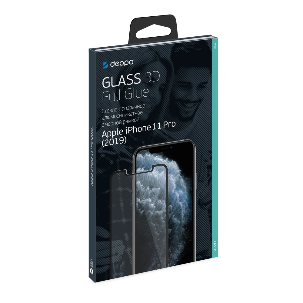 Защитное стекло 3D Deppa Full Glue для Apple iPhone 11 Pro (2019), 0.3 мм, черная рамка Защитное стекло 3D Deppa Full Glue для Apple iPhone 11 Pro (2019), 0.3 мм, черная рамка