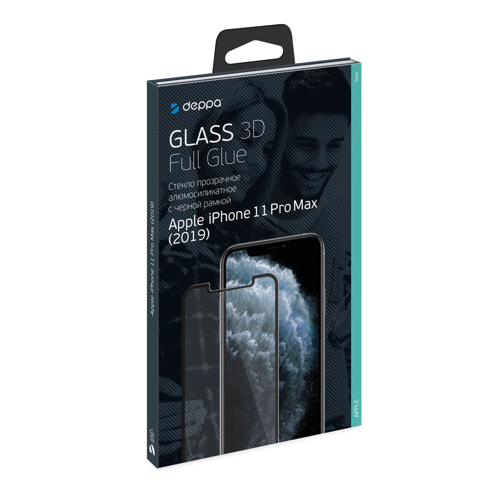 Защитное стекло 3D Deppa Full Glue для Apple iPhone 11 Pro Max(2019), 0.3 мм, черная рамка Защитное стекло 3D Deppa Full Glue для Apple iPhone 11 Pro Max(2019), 0.3 мм, черная рамка