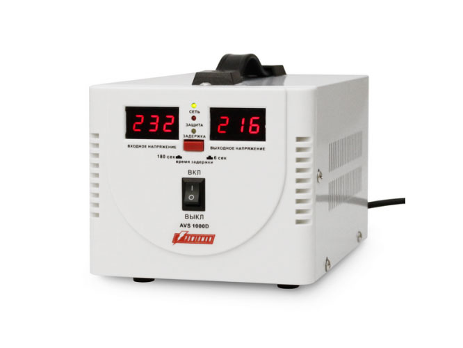 

Стабилизатор напряжения Powerman AVS 1000D 2 розетки белый