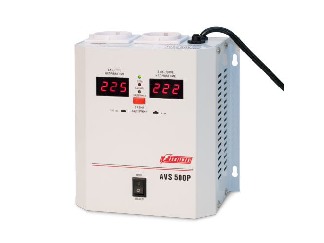 

Стабилизатор напряжения Powerman AVS 500P 2 розетки белый