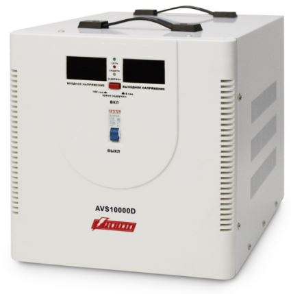 

Стабилизатор напряжения Powerman AVS-10000D 2 розетки белый