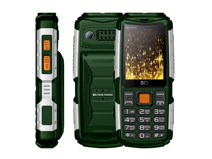 

Мобильный телефон BQ-2430 Tank Power Green silver 32MB / 32MB / 2.4" 240x320 / 2Sim / 2G / BT / 0.3Mp