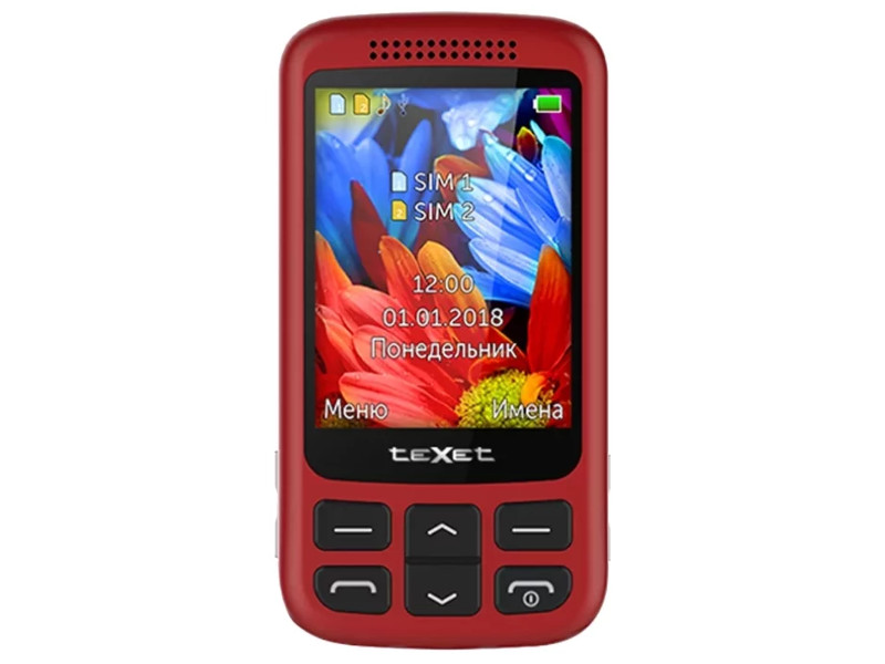 

Мобильный телефон teXet TM-501 (Red) 2.8" 240x320 / 2G / 3G / BT / 0.3Mp