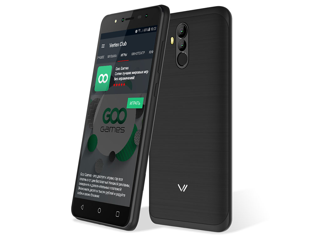 

Смартфон Vertex Impress New (4G) Black MediaTek MT6737 (1.3) / 1GB / 16GB / 5.5" 1920x1080 IPS / 2Sim / 4G LTE / BT / 13+0.3Mp, 5+0.3Mp / Android 7.0