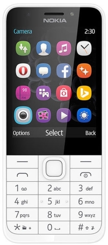 Мобильный телефон Nokia 230 DS White-silver 16 Mb/2.8" (320 x 240)/DualSim/BT/Nokia Series 30+