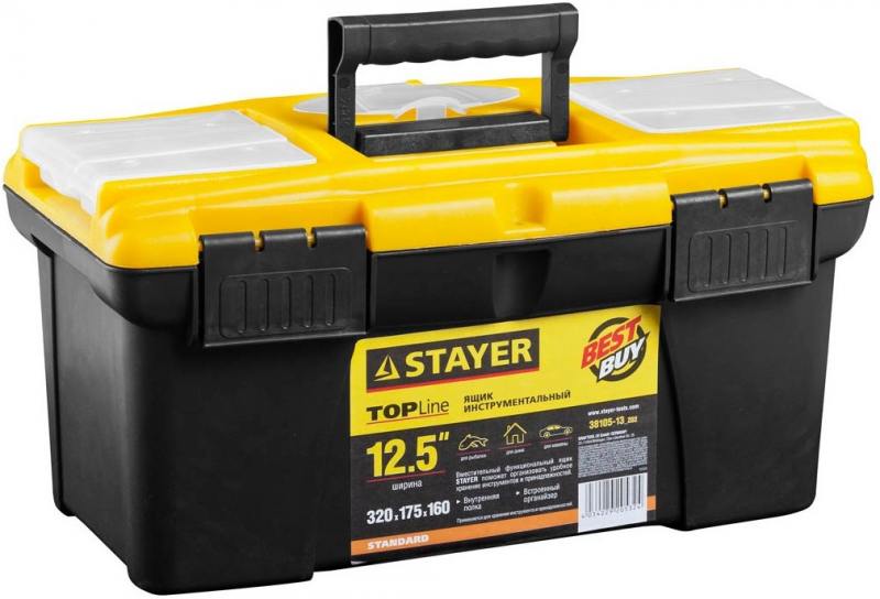 

Ящик для инструмента Stayer Standard 12.5" пластиковый с органайзерами 38105-13_z02