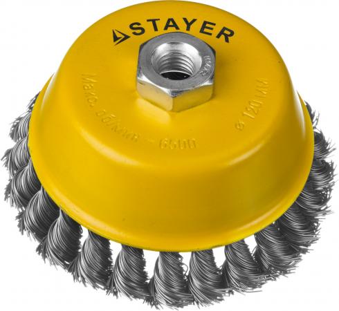 

Кордщетка STAYER PROFESSIONAL 35128-120 чашка М14 плетеная 0.5мм 120мм