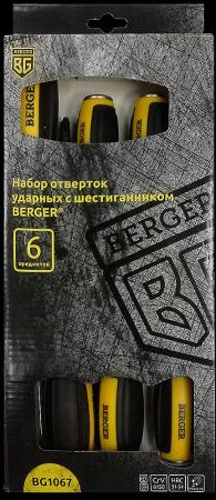 

Набор отверток BERGER BG1067 ударных с шестигранником 6предметов
