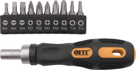 

Отвертка FIT 56319 реверсивная с 10 CrV битами