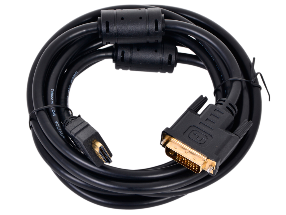 

Кабель HDMI - DVI-D (19M -19M) Telecom CG480F-3M 3м, с позолоченными контактами 2 фильтра