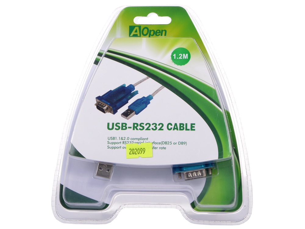 Кабель-адаптер USB AM - COM port 9pin (добавляет в систему новый COM порт), Aopen (ACU804)