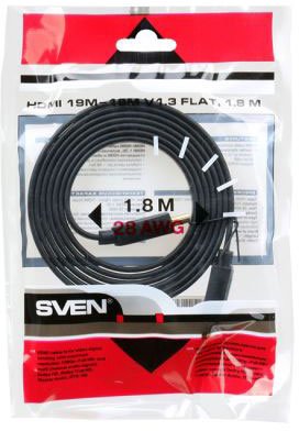 

Кабель HDMI Sven OO134 V1.3 Flat,1.8 м
