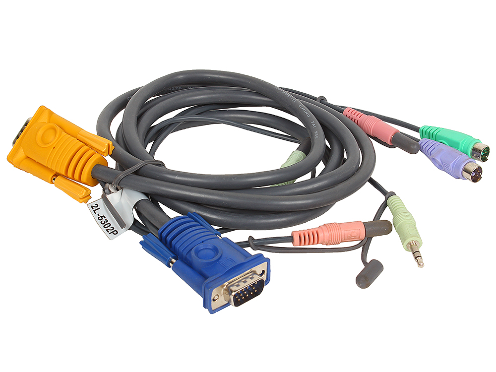 

ATEN KVM Cable 2L-5302P Кабель для KVM: 2*PS/2(m)+DB15(m)+2*Audio (PC) -на- SPHD15(m)+2*Audio (KVM),1.8м