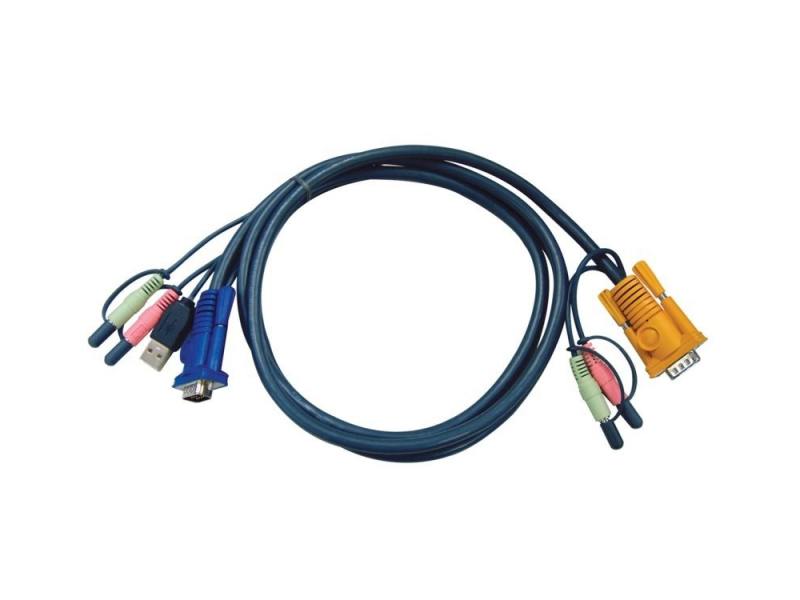 

Кабель ATEN KVM Cable 2L-5305U Кабель для KVM: USB(Am)+DB15(m)+2*Audio (PC) -на- SPHD15(m)+2*Audio (KVM), 5м