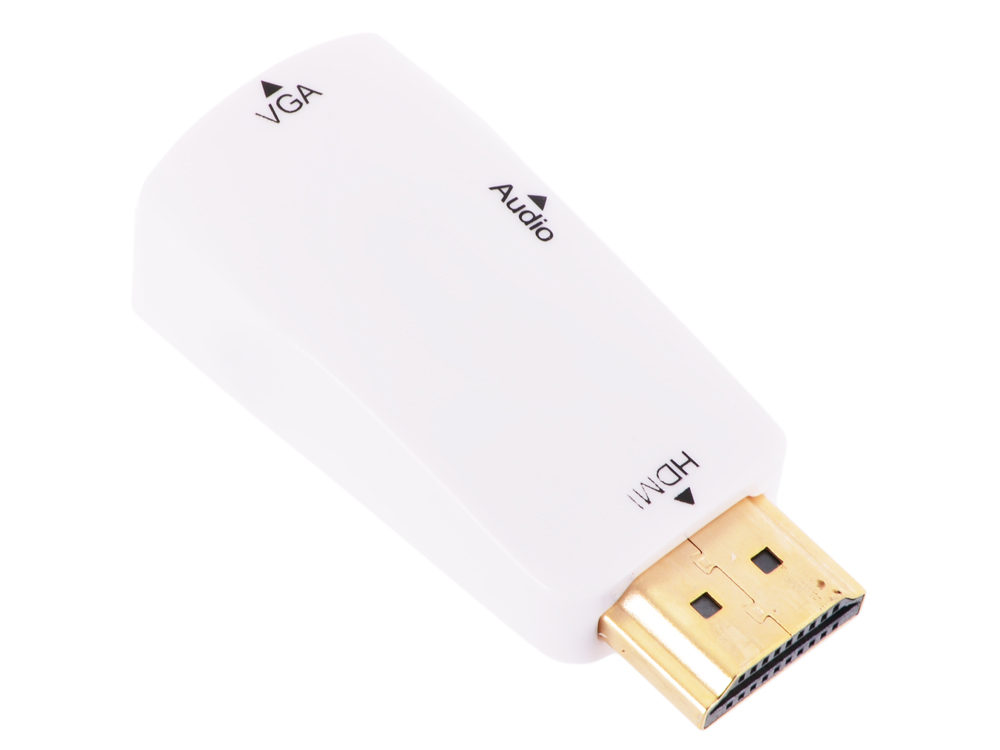 Адаптер HDMI M--VGA 15F+Audio ORIENT C119, для подкл.монитора/проектора к выходу HDMI, белый