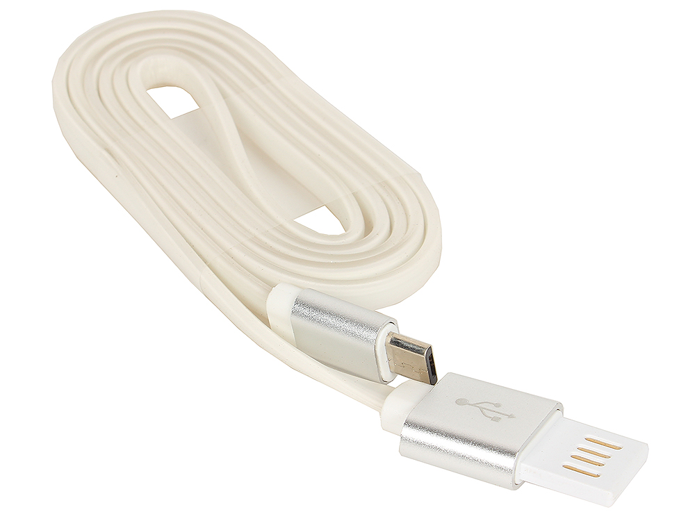 Кабель USB 2.0 Cablexpert CC-mUSBs1m AM/microBM 5P, 1м, силиконовый шнур, разъемы серебристый металлик