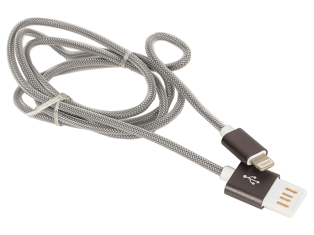 Кабель USB 2.0 Cablexpert, AM/Lightning 8P, 1м, армированная оплетка, разъемы темно-серый металлик CCB-ApUSBgy1m Кабель USB 2.0 Cablexpert, AM/Lightning 8P, 1м, армированная оплетка, разъемы темно-серый металлик CCB-ApUSBgy1m