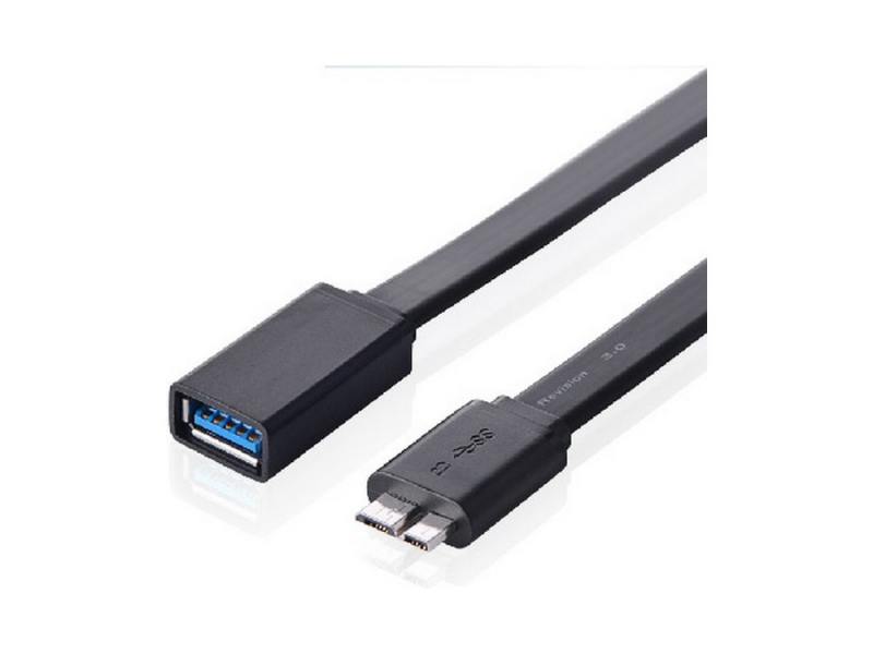 Кабель USB 3.0 A-micro B 0.2м плоский черный Greenconnect GC-GAOTG-0.2m
