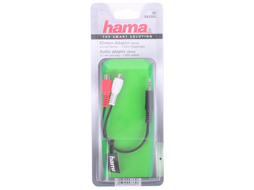 

Адаптер Hama 3.5 Jack (M) - 2xRCA (F) черный H-43365