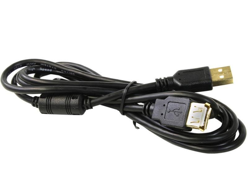

Кабель USB 2.0 AM-AF 1.8м 5bites ферритовые кольца черный UC5011-018A