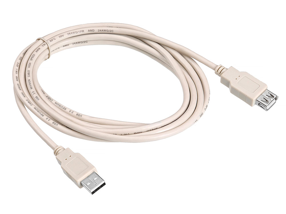 

Кабель удлинительный USB 2.0 AM-AF 3м Buro серый USB2.0-AM/AF-3